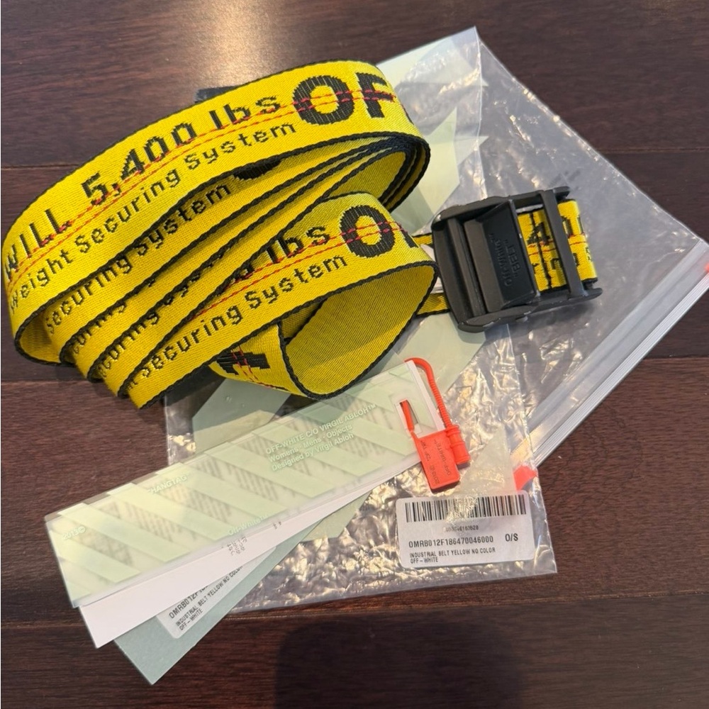 Off-White Yellow and Black Industrial Strap Belt with Buckle